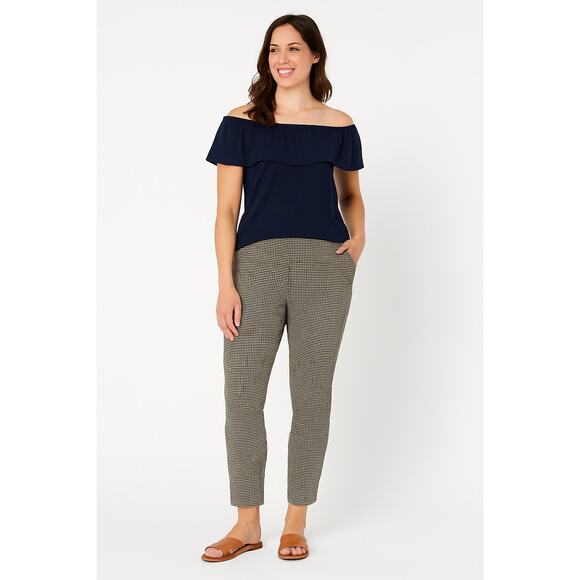 Cooper and Ella Womens Pants Size XL Houndstooth Pull On Tapered Leg - Picture 2 of 8